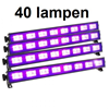 Dubbele sporthal/tennisbaan pakket 40 blacklight set lampen