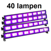 Dubbele sporthal/tennisbaan pakket 40 blacklight lampen set