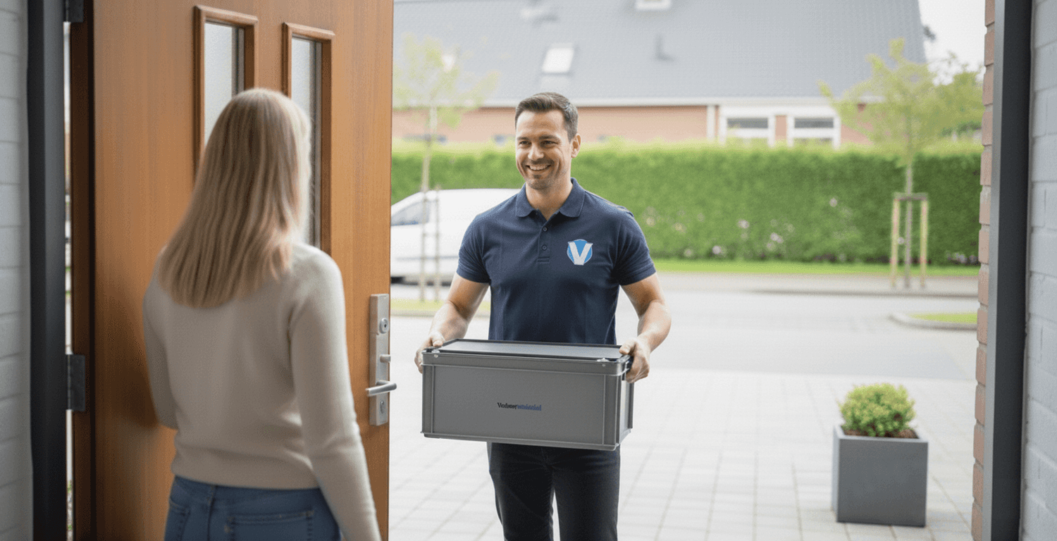Chauffeur levert pakket aan de deur