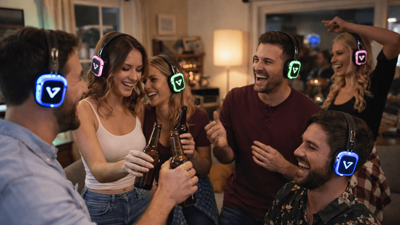 Vrienden organiseren thuis een silent disco