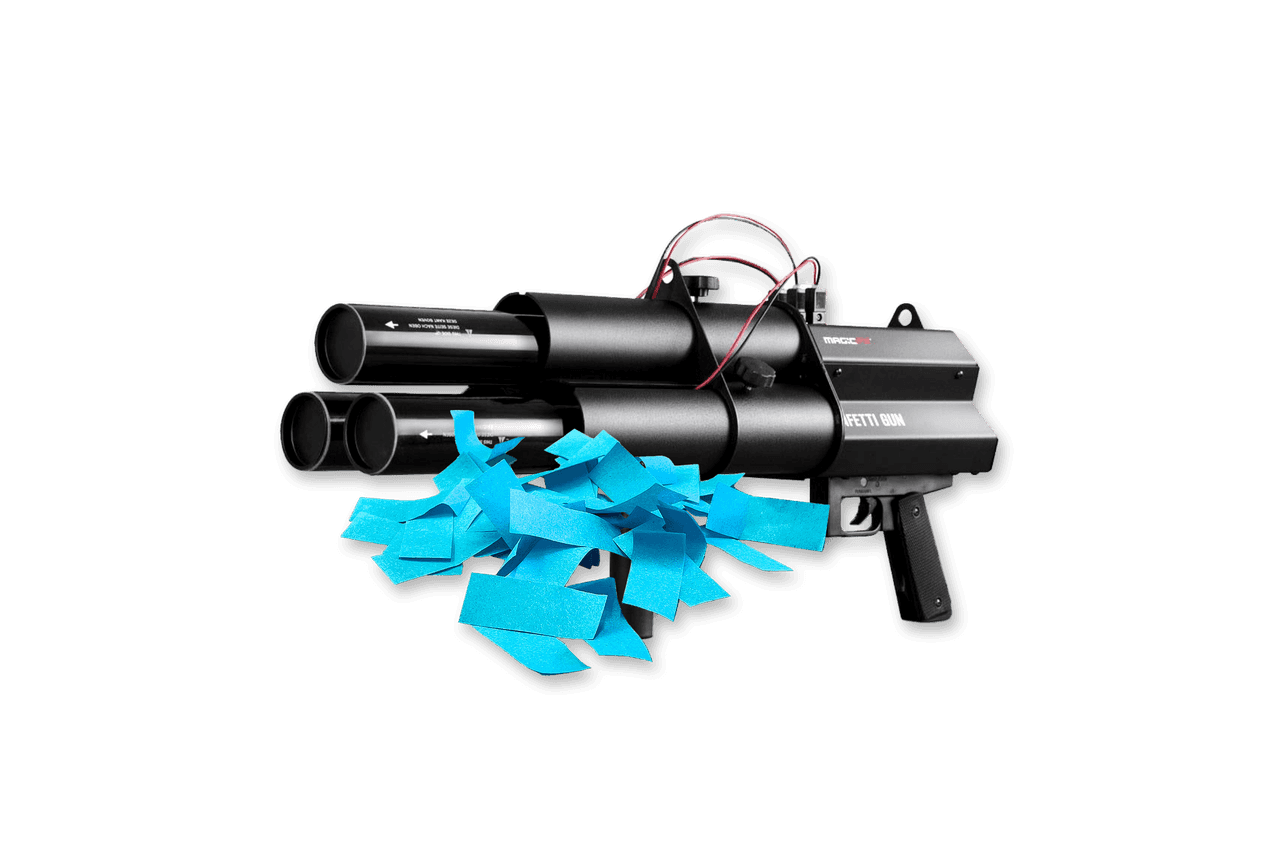 Gender reveal confetti shotgun blauw huren